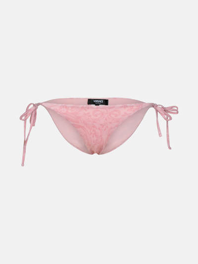 Versace 'barocco' Pink Polyester Blend Bikini Bottoms