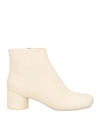 Mm6 Maison Margiela Woman Ankle Boots Ivory Size 6 Soft Leather In White