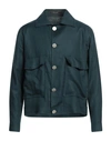 Tagliatore Man Jacket Dark Green Size 38 Linen, Cupro