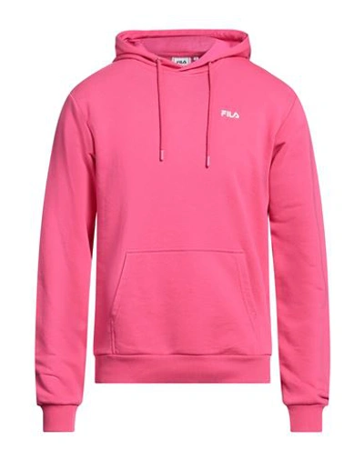 Fila Man Sweatshirt Fuchsia Size Xl Cotton, Polyester In Pink