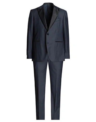 Angelo Nardelli Man Suit Navy Blue Size 44 Virgin Wool, Silk