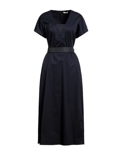 Peserico Woman Maxi Dress Midnight Blue Size 10 Cotton, Elastane