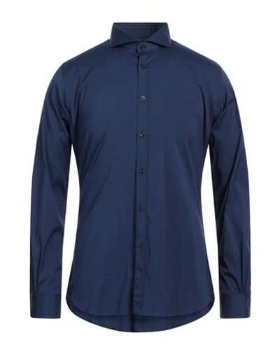 B>more Man Shirt Blue Size 17 ½ Cotton, Polyamide, Elastane