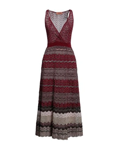 Missoni Woman Midi Dress Burgundy Size 4 Viscose, Polyester, Polyamide, Metallic Fiber In Red