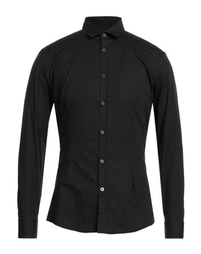 Daniele Alessandrini Homme Man Shirt Black Size 17 Cotton, Elastane