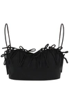 Ganni Bow-detailed Crepe Bra Top In Black