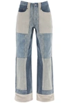 Marine Serre Patchwork High-rise Wide-leg Jeans In Blue