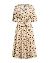 Manila Grace Woman Midi Dress Sand Size 10 Cotton, Elastane In Beige