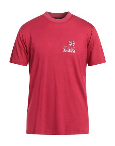 Giorgio Armani Man T-shirt Red Size 40 Viscose, Polyester