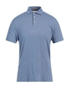 Stenströms Man Polo Shirt Slate Blue Size M Linen