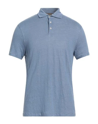 Stenströms Man Polo Shirt Pastel Blue Size M Linen