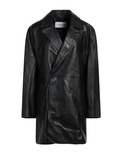 Trussardi Woman Coat Black Size 8 Ovine Leather