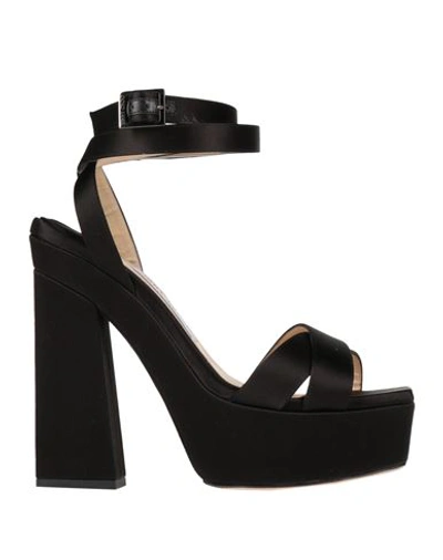 JIMMY CHOO JIMMY CHOO WOMAN SANDALS BLACK SIZE 10 TEXTILE FIBERS