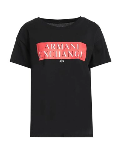 Armani Exchange Woman T-shirt Black Size S Cotton