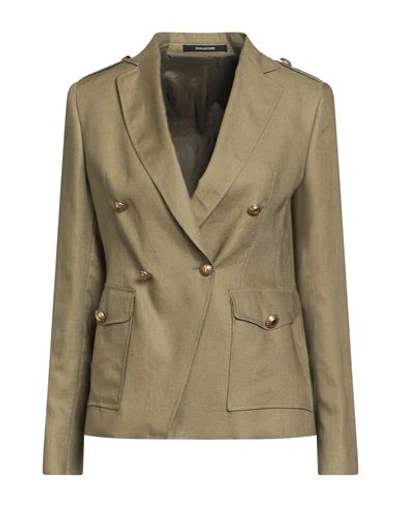 Tagliatore 02-05 Woman Blazer Military Green Size 4 Linen In Green