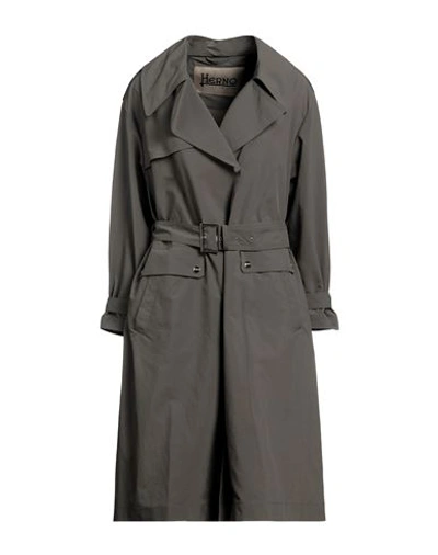 Herno Woman Overcoat Military Green Size 12 Polyester