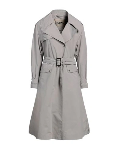 Herno Woman Overcoat Light Grey Size 2 Polyester