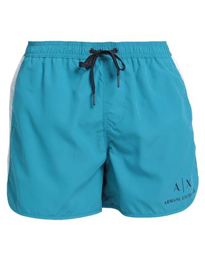 Armani Exchange Man Swim Trunks Pastel Blue Size Xxl Polyester