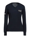 Ea7 Woman Sweater Navy Blue Size Xl Virgin Wool