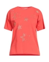 Kaos Woman T-shirt Coral Size S Cotton In Red