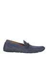 Baldinini Man Loafers Navy Blue Size 9 Leather