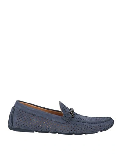 Baldinini Man Loafers Navy Blue Size 9 Leather In Navy Blue