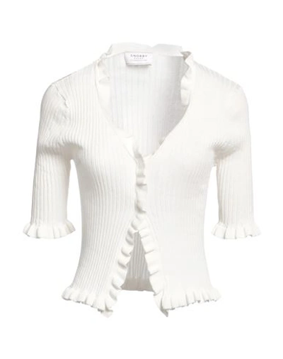 Snobby Sheep Woman Cardigan White Size 4 Cotton, Silk In White