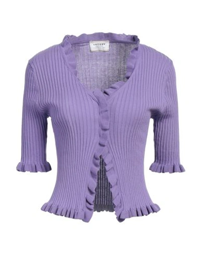 Snobby Sheep Woman Cardigan Light Purple Size 6 Cotton, Silk