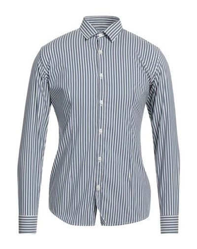 Daniele Alessandrini Homme Man Shirt Slate Blue Size 17 ½ Cotton, Polyamide, Elastane