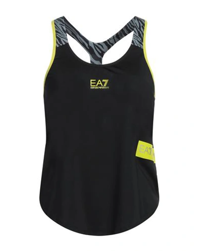 Ea7 Woman Tank Top Black Size Xl Polyester, Elastane