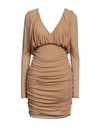 SAINT LAURENT SAINT LAURENT WOMAN MINI DRESS SAND SIZE 8 CUPRO