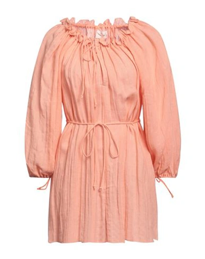 Three Graces London Sorrell Linen-blend Off-the-shoulder Mini Dress In Orange