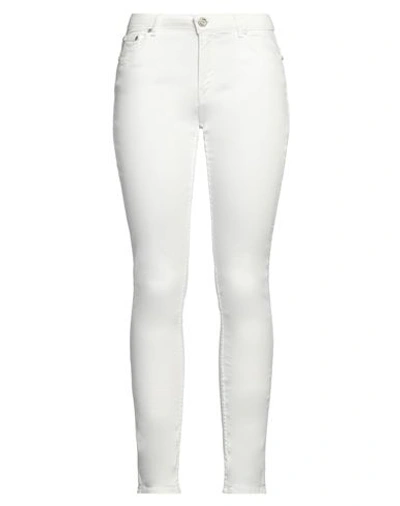 Trussardi Woman Jeans White Size 32 Cotton, Elastomultiester, Elastane