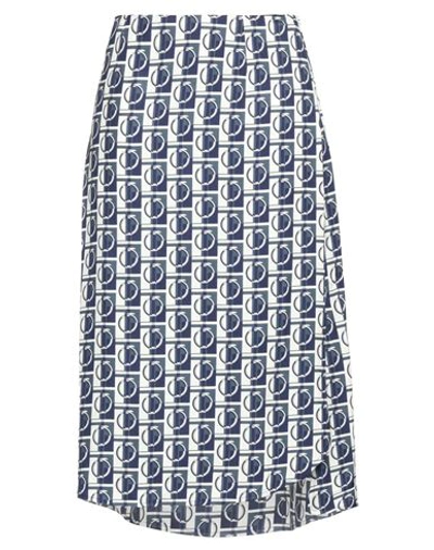 Trussardi Woman Midi Skirt Blue Size 12 Viscose