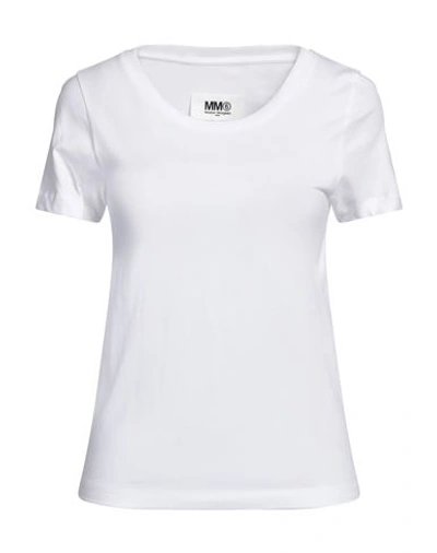 Mm6 Maison Margiela Woman T-shirt White Size L Cotton