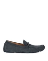 Baldinini Man Loafers Navy Blue Size 7 Leather In Navy Blue