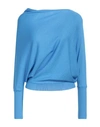 Snobby Sheep Woman Sweater Azure Size 4 Silk, Cashmere In Blue
