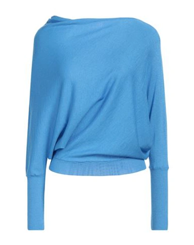 Snobby Sheep Woman Sweater Azure Size 4 Silk, Cashmere In Blue