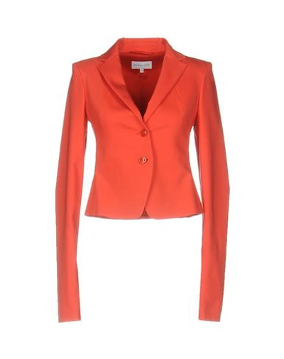 Patrizia Pepe Woman Blazer Coral Size 8 Cotton, Polyester, Elastane In Red