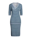 M Missoni Woman Midi Dress Sky Blue Size L Viscose, Cotton, Wool, Metallic Fiber, Polyamide In Blue