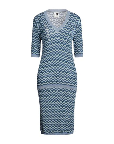 M Missoni Woman Midi Dress Sky Blue Size L Viscose, Cotton, Wool, Metallic Fiber, Polyamide