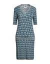 M Missoni Woman Midi Dress Azure Size Xl Viscose, Cotton, Wool, Metallic Fiber, Polyamide In Blue