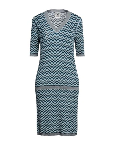 M Missoni Woman Midi Dress Azure Size L Viscose, Cotton, Wool, Metallic Fiber, Polyamide In Blue
