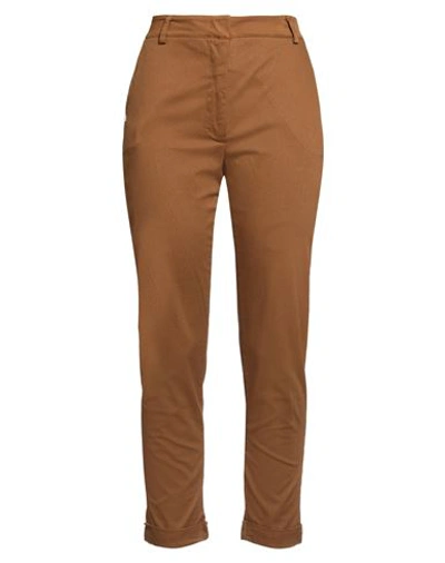 Manila Grace Woman Pants Brown Size 10 Cotton, Elastane