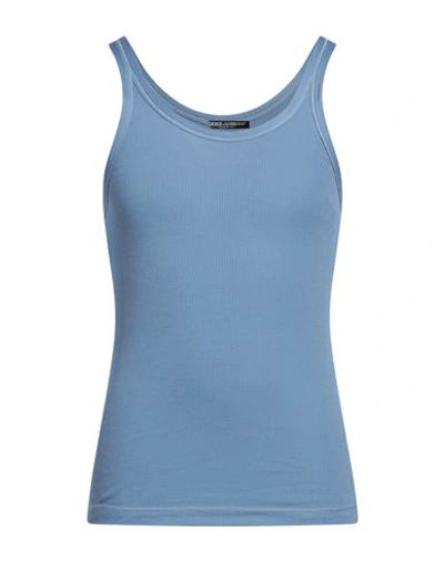 Dolce & Gabbana Man Tank Top Pastel Blue Size 38 Cotton In Blue
