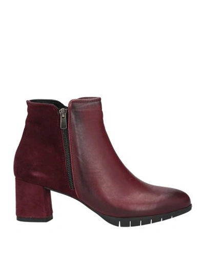 Nila & Nila Woman Ankle Boots Burgundy Size 8 Soft Leather In Red