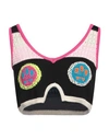 Barrow Multicoloured Crop Top With Logos In Black