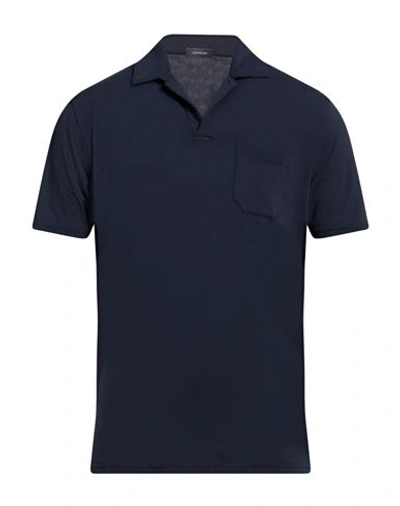 Rossopuro Man Polo Shirt Midnight Blue Size 6 Cotton, Elastic Fibres