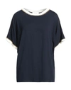 Clips More Woman T-shirt Navy Blue Size 12 Viscose, Elastane