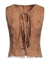 Masnada Woman Top Camel Size 8 Linen, Viscose In Beige